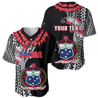 Personalised Samoa Baseball Jersey Ula Fala Mix Samoan Tribal Black Version - Wonder Print Shop