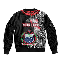 Personalised Samoa Bomber Jacket Ula Fala Mix Samoan Tribal Black Version - Wonder Print Shop