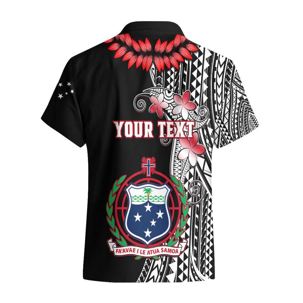Personalised Samoa Hawaiian Shirt Ula Fala Mix Samoan Tribal Black Version - Wonder Print Shop
