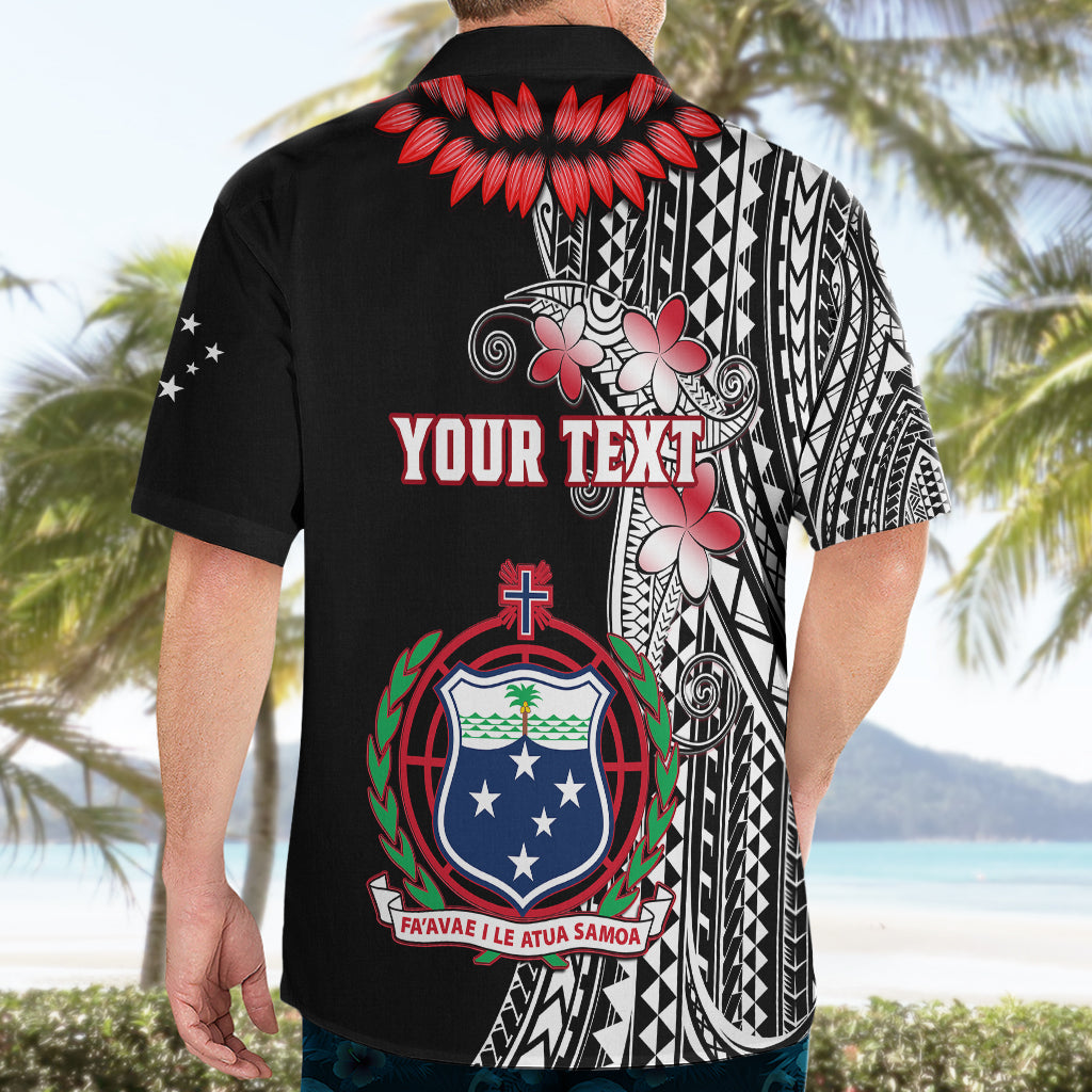 Personalised Samoa Hawaiian Shirt Ula Fala Mix Samoan Tribal Black Version - Wonder Print Shop