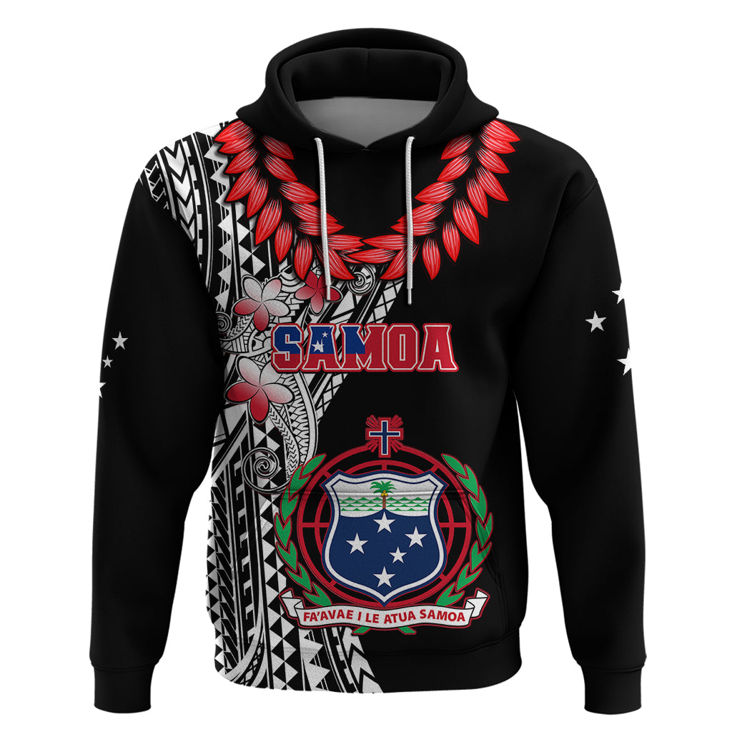 Personalised Samoa Hoodie Ula Fala Mix Samoan Tribal Black Version - Wonder Print Shop