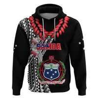 Personalised Samoa Hoodie Ula Fala Mix Samoan Tribal Black Version - Wonder Print Shop