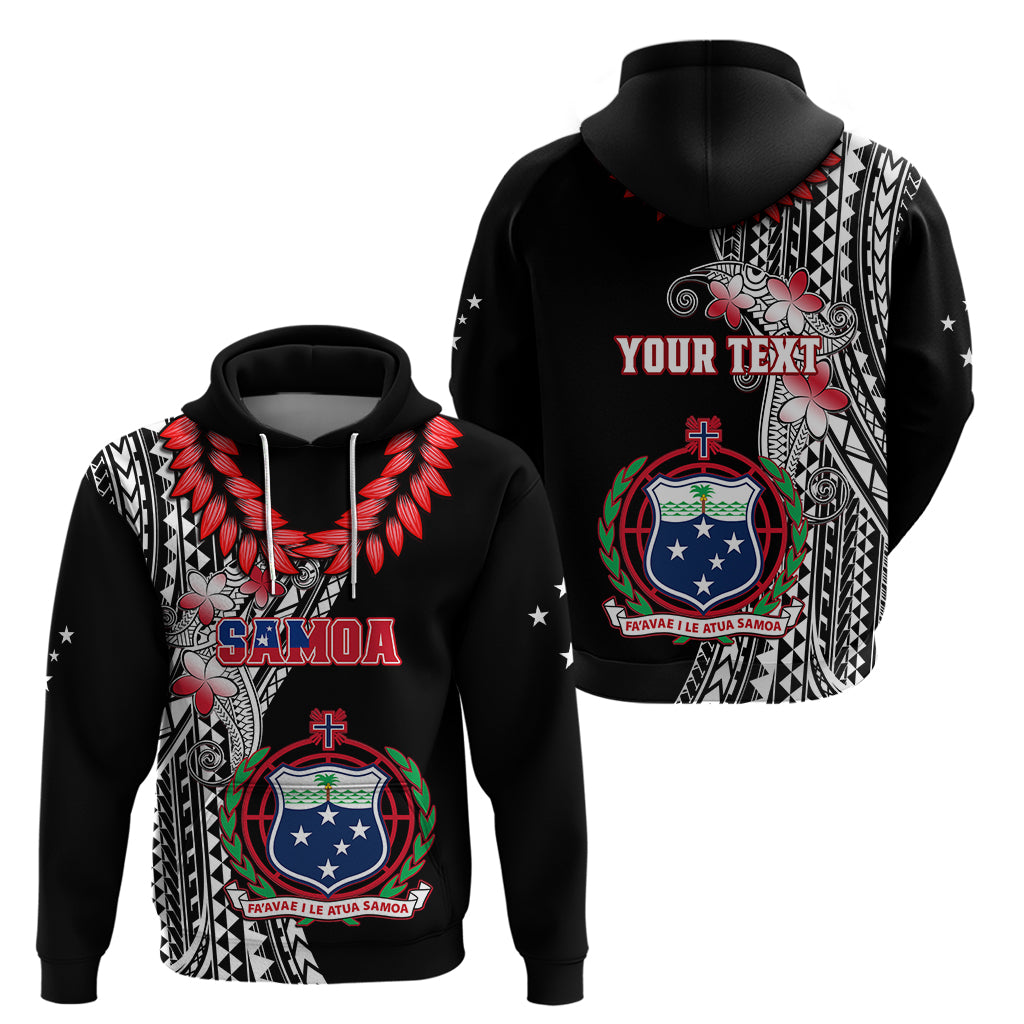 Personalised Samoa Hoodie Ula Fala Mix Samoan Tribal Black Version - Wonder Print Shop