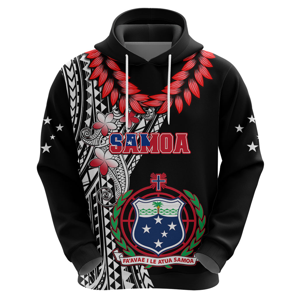 Personalised Samoa Hoodie Ula Fala Mix Samoan Tribal Black Version - Wonder Print Shop