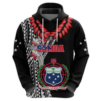 Personalised Samoa Hoodie Ula Fala Mix Samoan Tribal Black Version - Wonder Print Shop