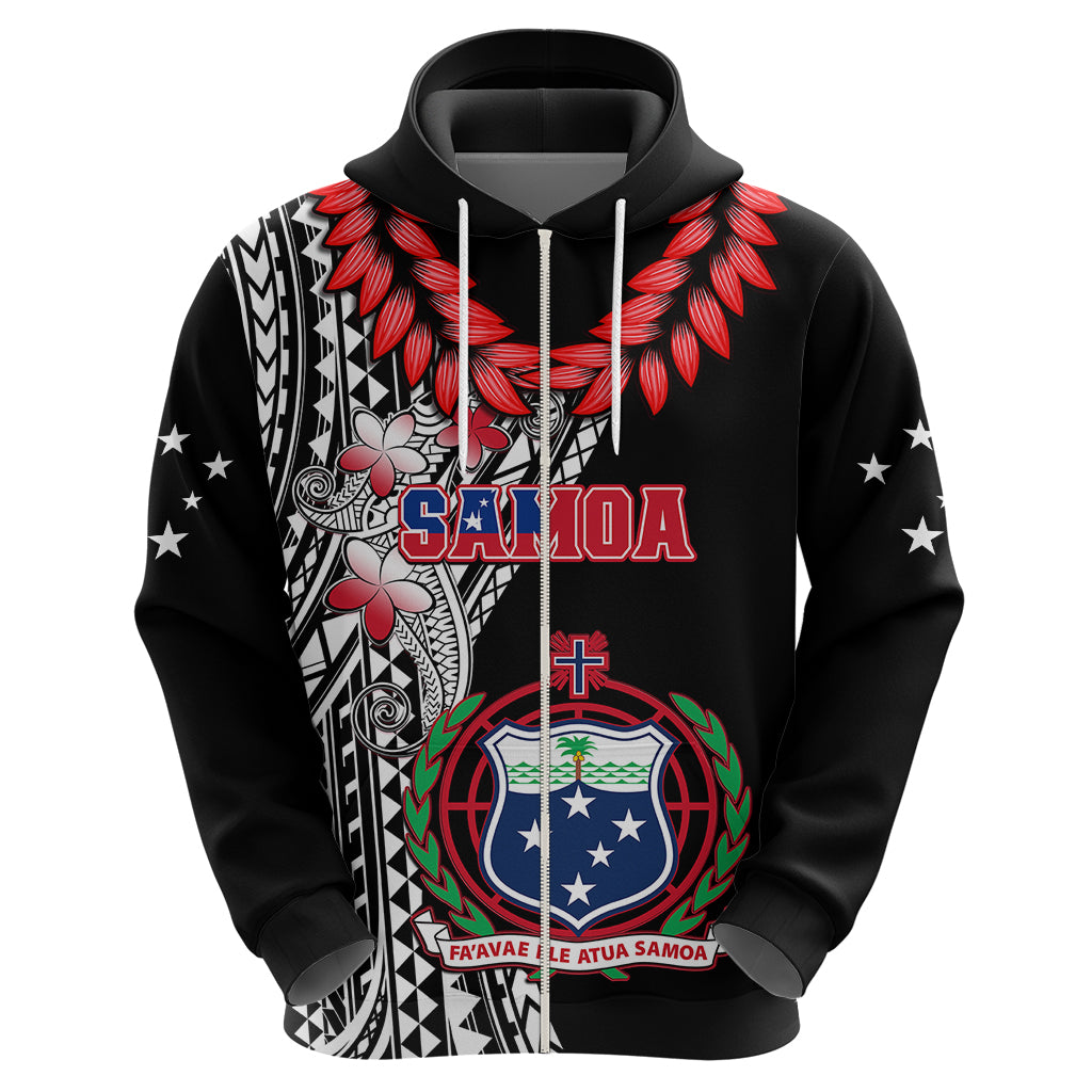 Personalised Samoa Hoodie Ula Fala Mix Samoan Tribal Black Version - Wonder Print Shop