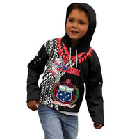 Personalised Samoa Kid Hoodie Ula Fala Mix Samoan Tribal Black Version - Wonder Print Shop