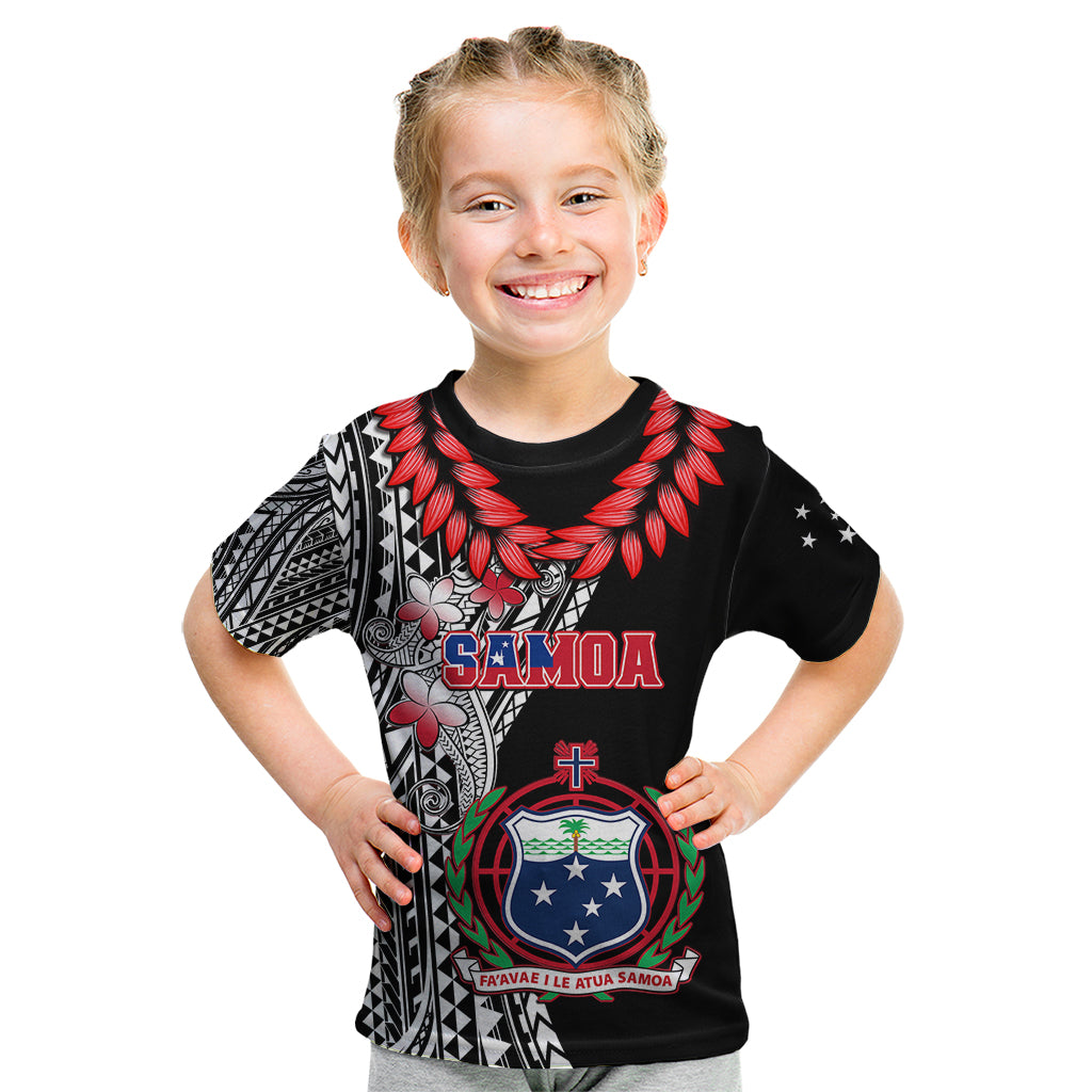 Personalised Samoa Kid T Shirt Ula Fala Mix Samoan Tribal Black Version - Wonder Print Shop