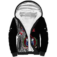Personalised Samoa Sherpa Hoodie Ula Fala Mix Samoan Tribal Black Version - Wonder Print Shop