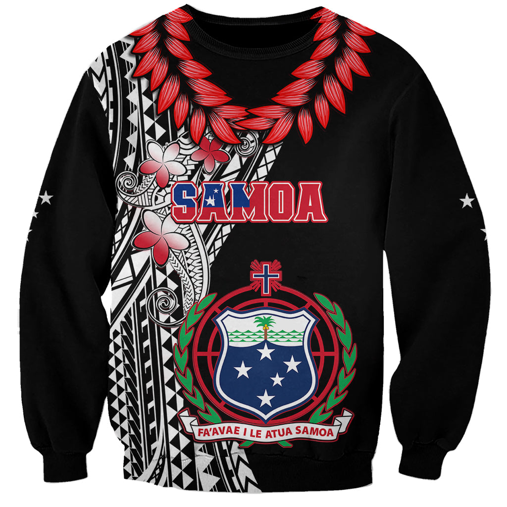 Personalised Samoa Sweatshirt Ula Fala Mix Samoan Tribal Black Version - Wonder Print Shop