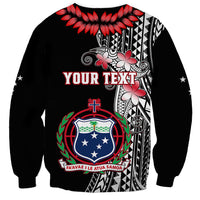 Personalised Samoa Sweatshirt Ula Fala Mix Samoan Tribal Black Version - Wonder Print Shop