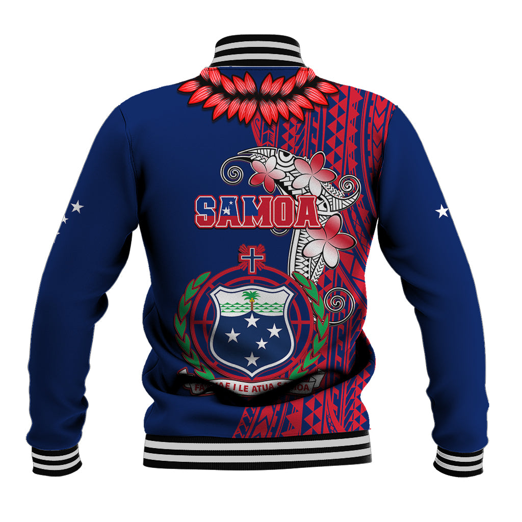 Polynesian Pride Samoa Baseball Jacket Ula Fala Mix Samoan Tribal Blue Version - Wonder Print Shop