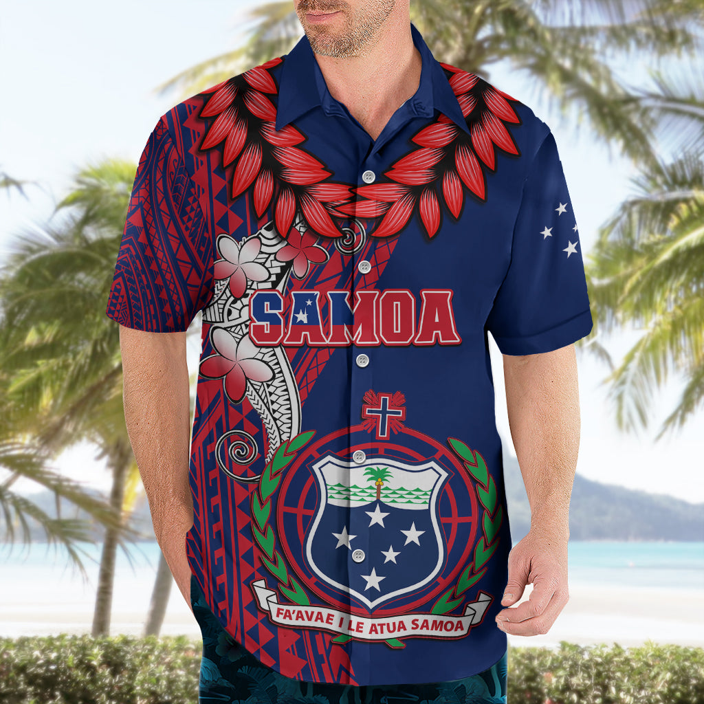 Polynesian Pride Samoa Hawaiian Shirt Ula Fala Mix Samoan Tribal Blue Version - Wonder Print Shop