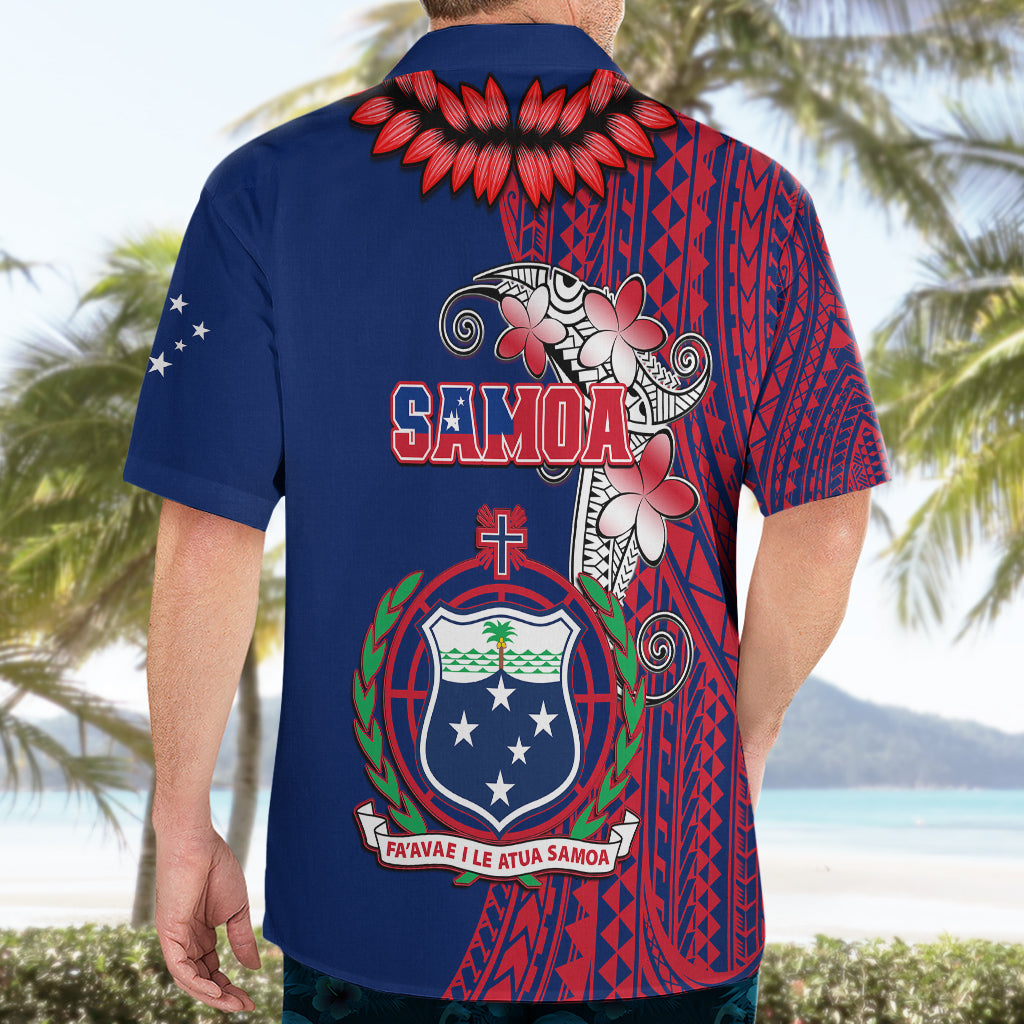 Polynesian Pride Samoa Hawaiian Shirt Ula Fala Mix Samoan Tribal Blue Version - Wonder Print Shop