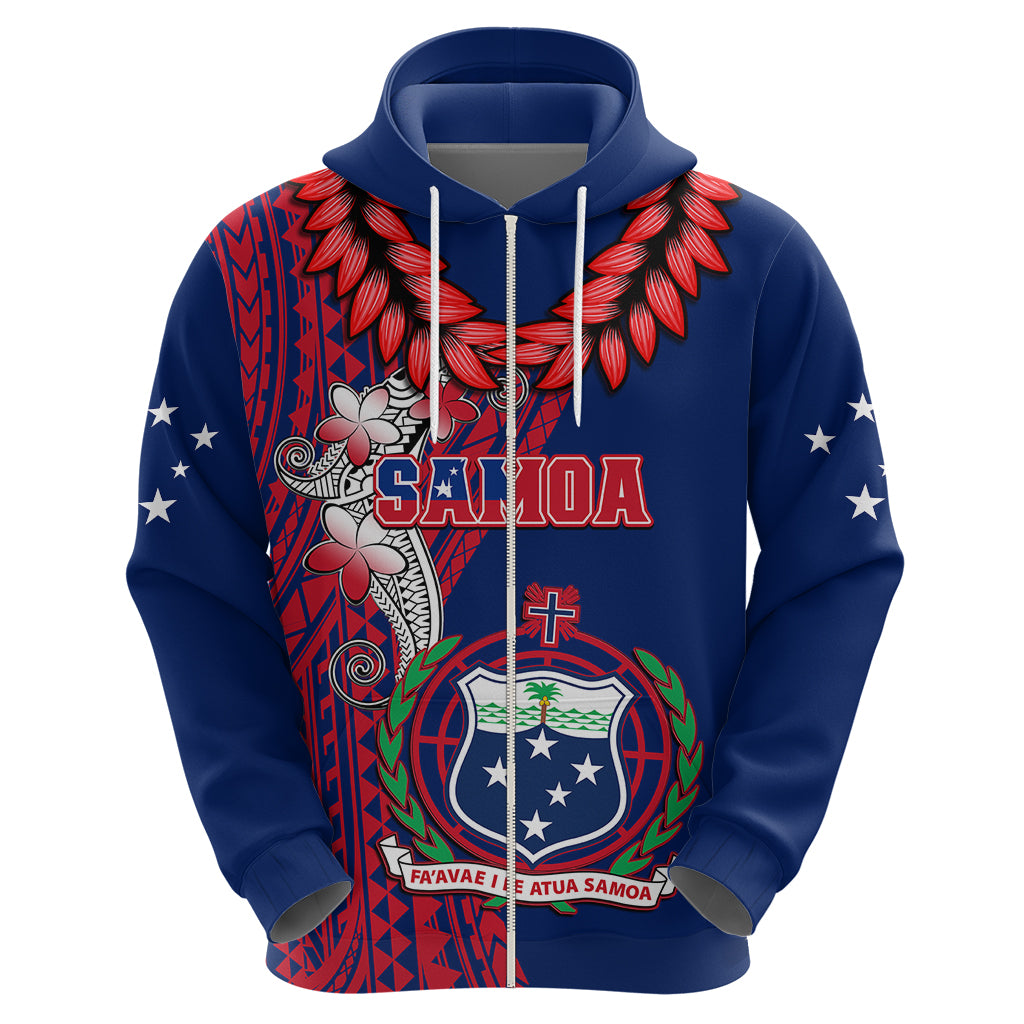 Polynesian Pride Samoa Hoodie Ula Fala Mix Samoan Tribal Blue Version - Wonder Print Shop