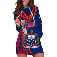 Polynesian Pride Samoa Hoodie Dress Ula Fala Mix Samoan Tribal Blue Version - Wonder Print Shop