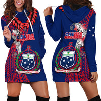 Polynesian Pride Samoa Hoodie Dress Ula Fala Mix Samoan Tribal Blue Version - Wonder Print Shop