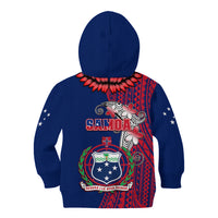 Polynesian Pride Samoa Kid Hoodie Ula Fala Mix Samoan Tribal Blue Version - Wonder Print Shop
