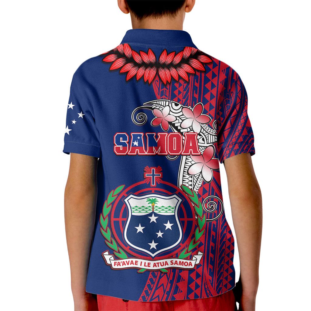 Polynesian Pride Samoa Kid Polo Shirt Ula Fala Mix Samoan Tribal Blue Version - Wonder Print Shop