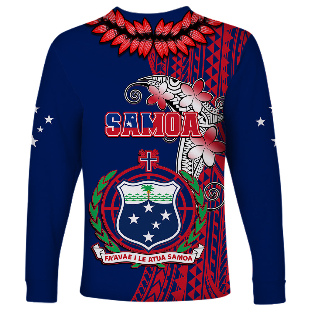 Polynesian Pride Samoa Long Sleeve Shirt Ula Fala Mix Samoan Tribal Blue Version - Wonder Print Shop