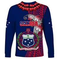 Polynesian Pride Samoa Long Sleeve Shirt Ula Fala Mix Samoan Tribal Blue Version - Wonder Print Shop