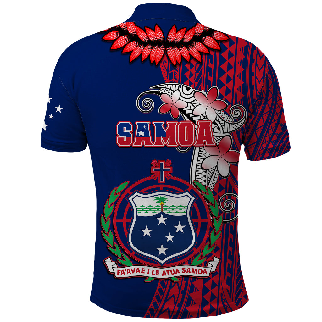 Polynesian Pride Samoa Polo Shirt Ula Fala Mix Samoan Tribal Blue Version - Wonder Print Shop