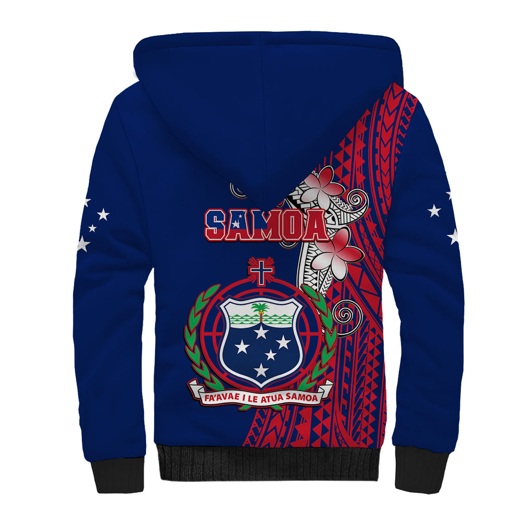 Polynesian Pride Samoa Sherpa Hoodie Ula Fala Mix Samoan Tribal Blue Version - Wonder Print Shop