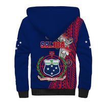 Polynesian Pride Samoa Sherpa Hoodie Ula Fala Mix Samoan Tribal Blue Version - Wonder Print Shop