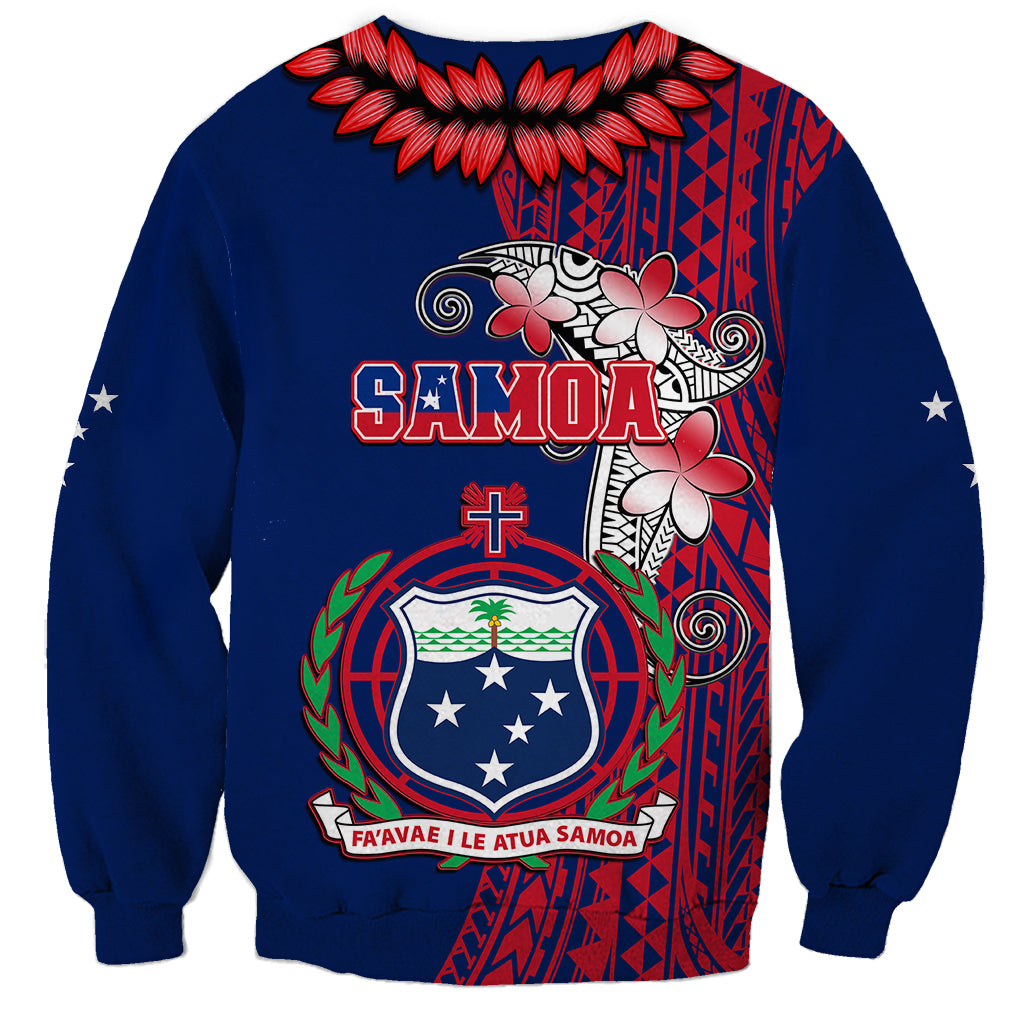 Polynesian Pride Samoa Sweatshirt Ula Fala Mix Samoan Tribal Blue Version - Wonder Print Shop