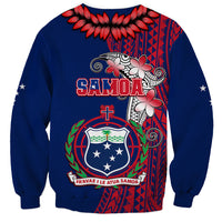Polynesian Pride Samoa Sweatshirt Ula Fala Mix Samoan Tribal Blue Version - Wonder Print Shop