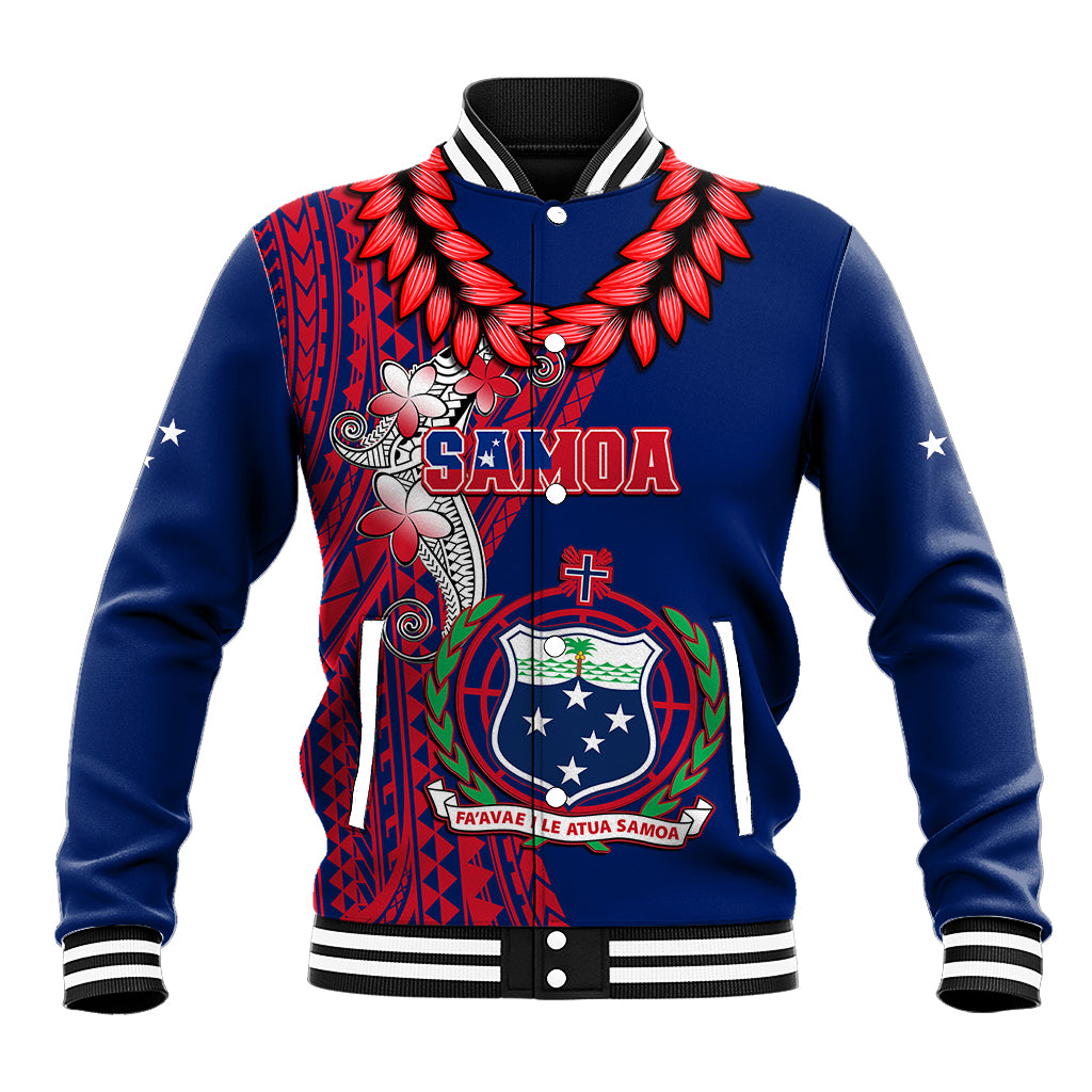 Personalised Samoa Baseball Jacket Ula Fala Mix Samoan Tribal Blue Version - Wonder Print Shop