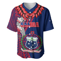 Personalised Samoa Baseball Jersey Ula Fala Mix Samoan Tribal Blue Version - Wonder Print Shop