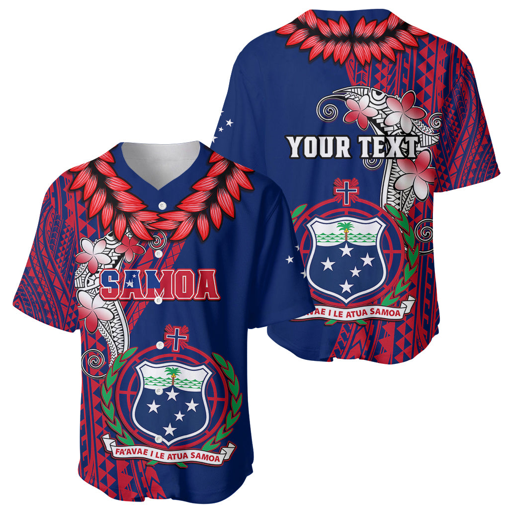 Personalised Samoa Baseball Jersey Ula Fala Mix Samoan Tribal Blue Version - Wonder Print Shop