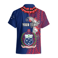 Personalised Samoa Hawaiian Shirt Ula Fala Mix Samoan Tribal Blue Version - Wonder Print Shop