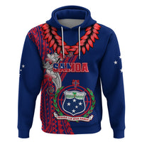 Personalised Samoa Hoodie Ula Fala Mix Samoan Tribal Blue Version - Wonder Print Shop