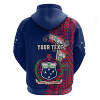 Personalised Samoa Hoodie Ula Fala Mix Samoan Tribal Blue Version - Wonder Print Shop