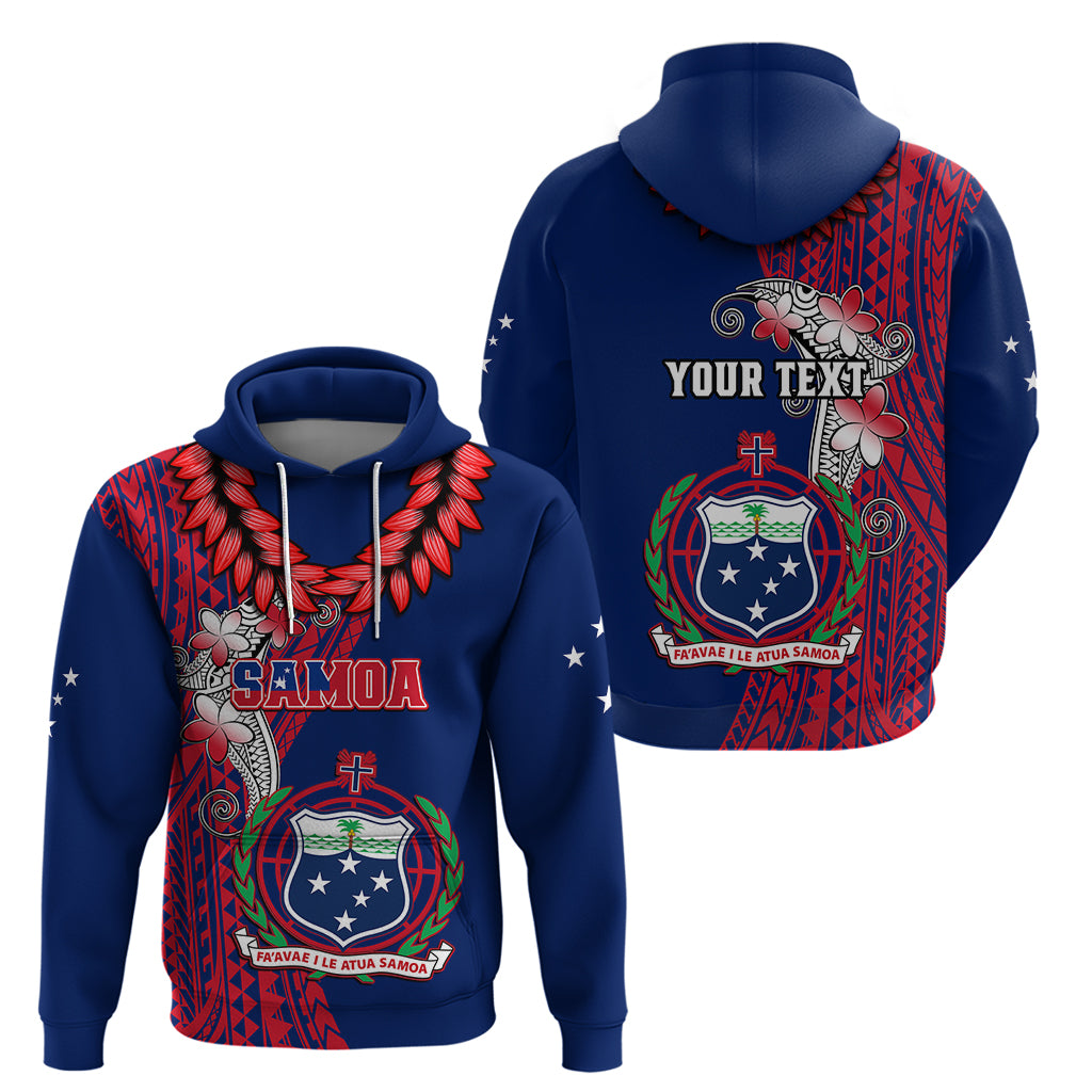 Personalised Samoa Hoodie Ula Fala Mix Samoan Tribal Blue Version - Wonder Print Shop