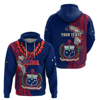 Personalised Samoa Hoodie Ula Fala Mix Samoan Tribal Blue Version - Wonder Print Shop