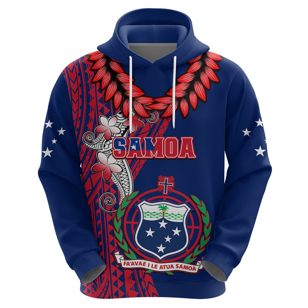 Personalised Samoa Hoodie Ula Fala Mix Samoan Tribal Blue Version - Wonder Print Shop