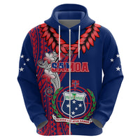 Personalised Samoa Hoodie Ula Fala Mix Samoan Tribal Blue Version - Wonder Print Shop