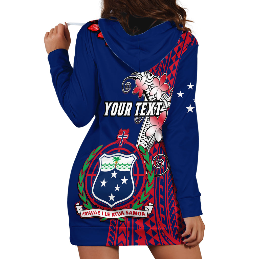 Personalised Samoa Hoodie Dress Ula Fala Mix Samoan Tribal Blue Version - Wonder Print Shop