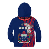 Personalised Samoa Kid Hoodie Ula Fala Mix Samoan Tribal Blue Version - Wonder Print Shop