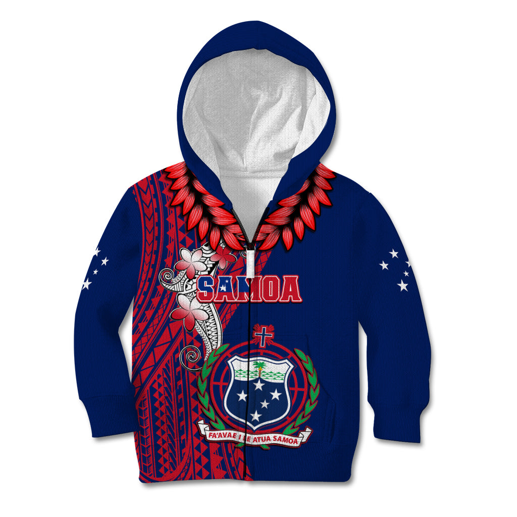 Personalised Samoa Kid Hoodie Ula Fala Mix Samoan Tribal Blue Version - Wonder Print Shop