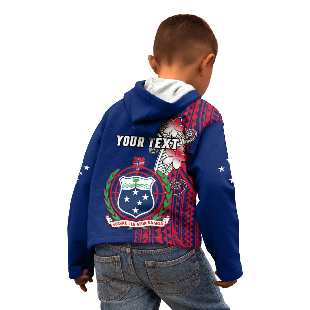 Personalised Samoa Kid Hoodie Ula Fala Mix Samoan Tribal Blue Version - Wonder Print Shop