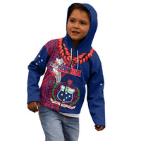 Personalised Samoa Kid Hoodie Ula Fala Mix Samoan Tribal Blue Version - Wonder Print Shop