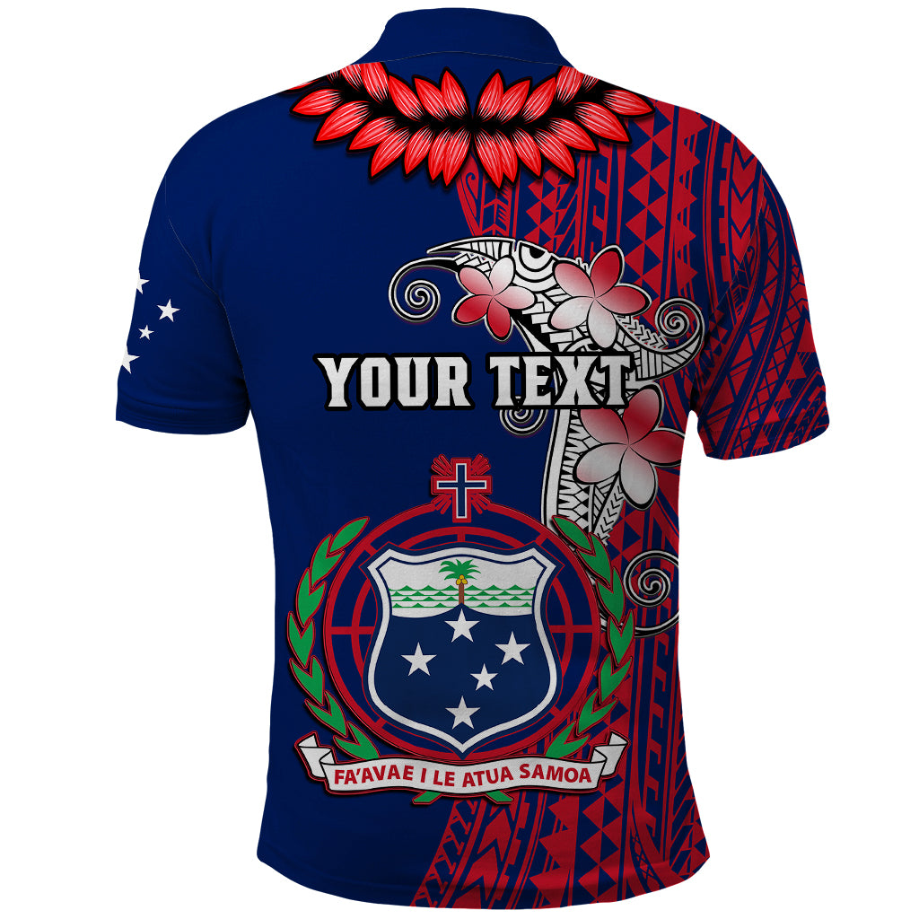 Personalised Samoa Polo Shirt Ula Fala Mix Samoan Tribal Blue Version - Wonder Print Shop