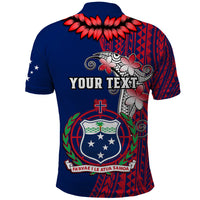 Personalised Samoa Polo Shirt Ula Fala Mix Samoan Tribal Blue Version - Wonder Print Shop