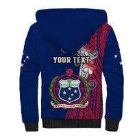 Personalised Samoa Sherpa Hoodie Ula Fala Mix Samoan Tribal Blue Version - Wonder Print Shop