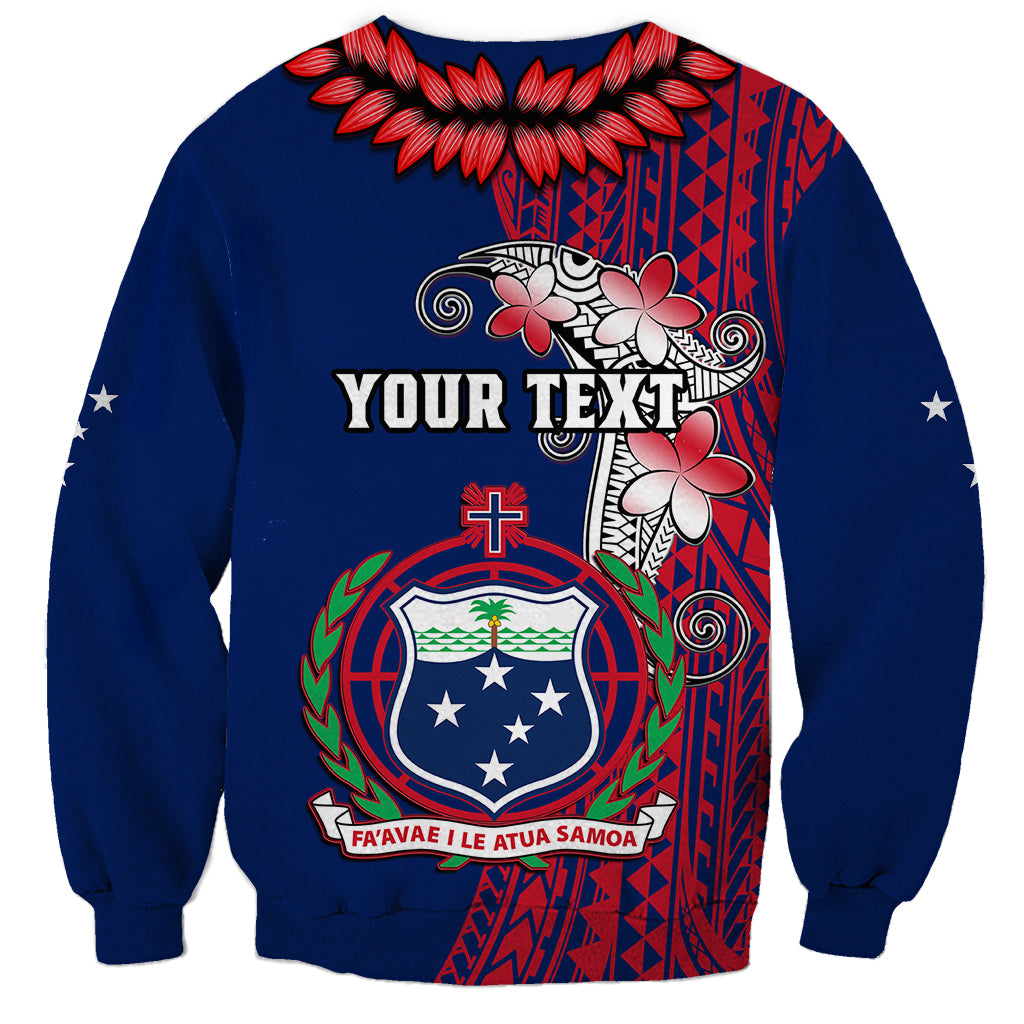 Personalised Samoa Sweatshirt Ula Fala Mix Samoan Tribal Blue Version - Wonder Print Shop