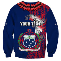 Personalised Samoa Sweatshirt Ula Fala Mix Samoan Tribal Blue Version - Wonder Print Shop